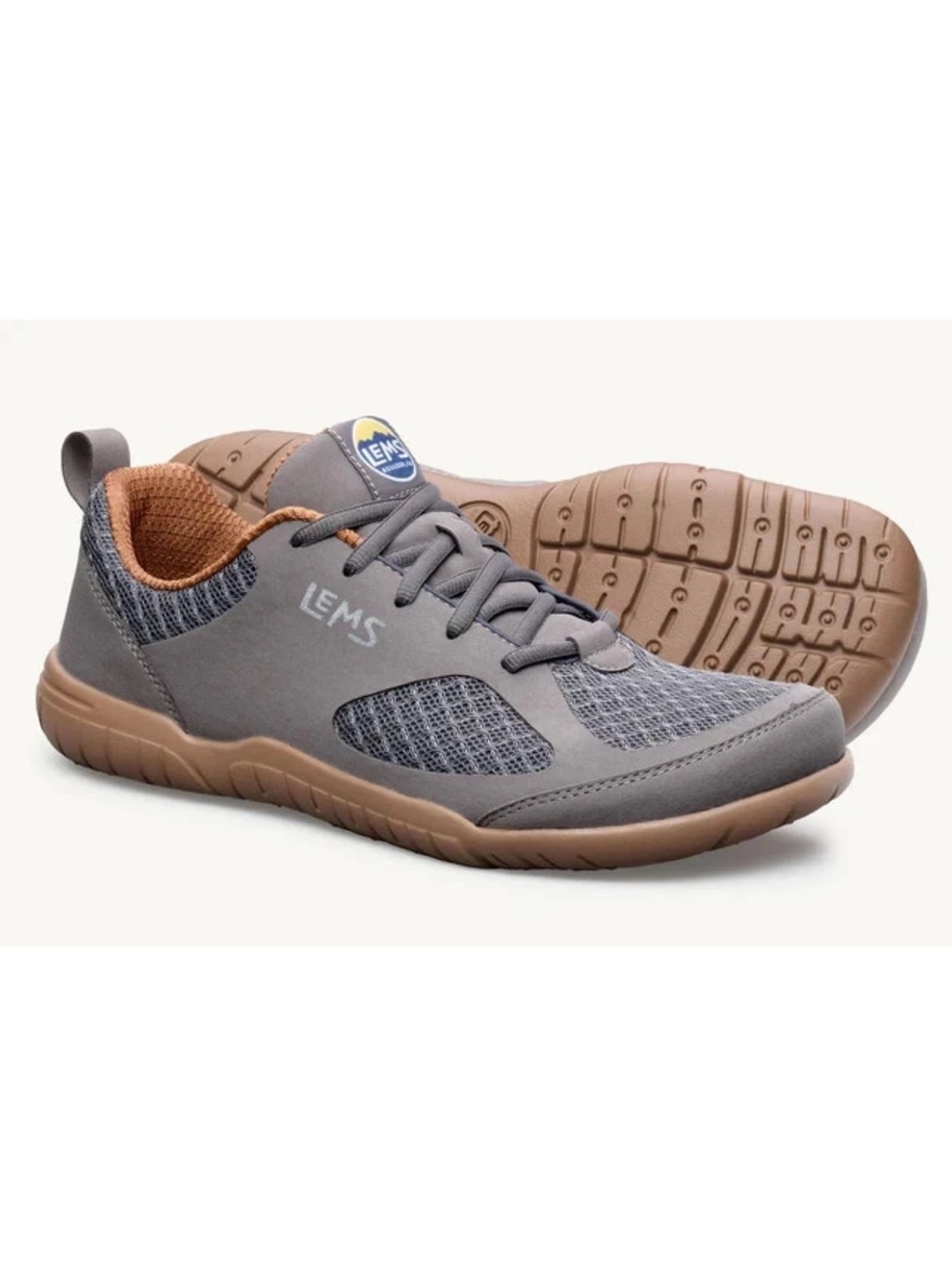 MEN'S PRIMAL 3  barefoot Gray Casual Athletic  everyday Shoe with Tan Sole 9.5